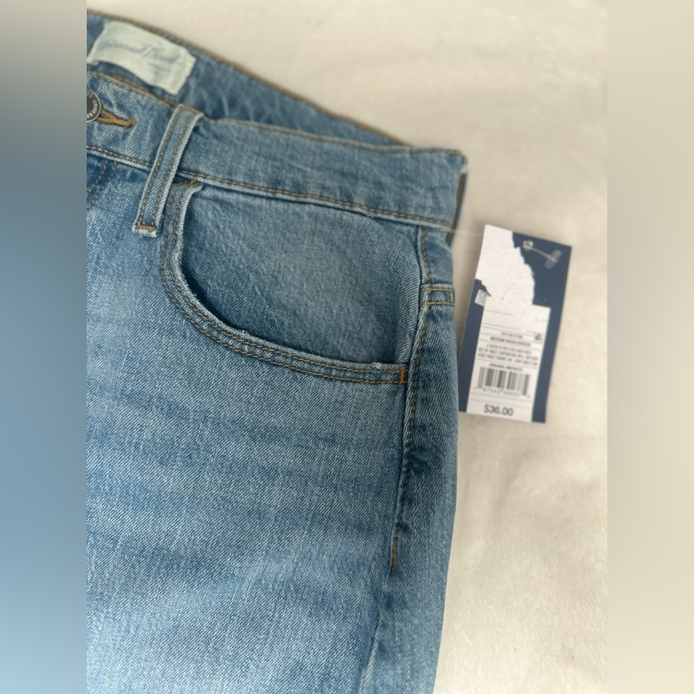 Size 6 Womens High-Rise Denim Midi Skirt Medium Wash Distressed Universal Thread - Picture 9 of 12